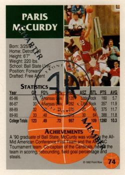 1991 Front Row Update - Silver Charter Member #74 Paris McCurdy Back