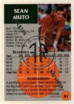 1991 Front Row Update - Silver Charter Member #81 Sean Muto Back