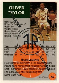 1991 Front Row Update - Silver Charter Member #87 Oliver Taylor Back