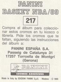 1988-89 Panini Stickers (Spanish) #217 Eddie Johnson Back