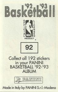 1992-93 Panini Stickers #92 Antoine Carr Back