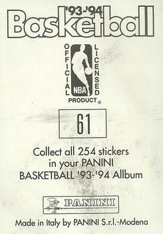 1993-94 Panini Stickers #61 Shawn Kemp  Back