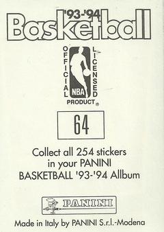 1993-94 Panini Stickers #64 Nate McMillan  Back