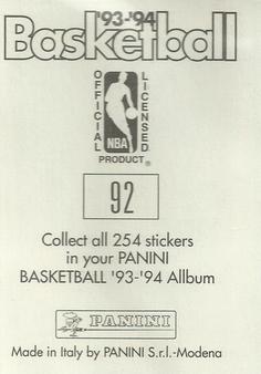 1993-94 Panini Stickers #92 Hakeem Olajuwon  Back