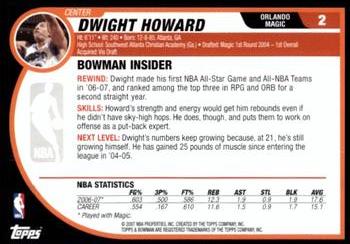 2007-08 Bowman #2 Dwight Howard Back
