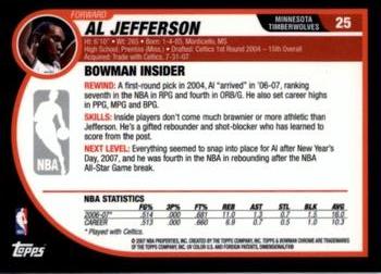 2007-08 Bowman #25 Al Jefferson Back