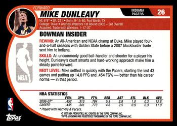 2007-08 Bowman #26 Mike Dunleavy Jr. Back