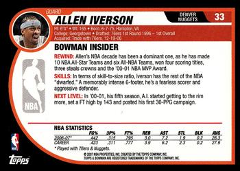 2007-08 Bowman #33 Allen Iverson Back