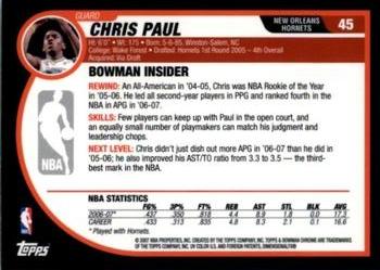 2007-08 Bowman #45 Chris Paul Back