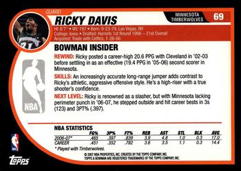 2007-08 Bowman #69 Ricky Davis Back