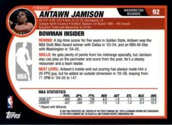 2007-08 Bowman #92 Antawn Jamison Back