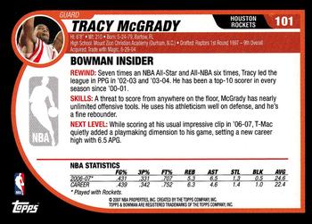 2007-08 Bowman #101 Tracy McGrady Back