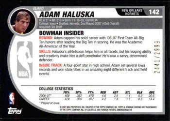 2007-08 Bowman #142 Adam Haluska Back