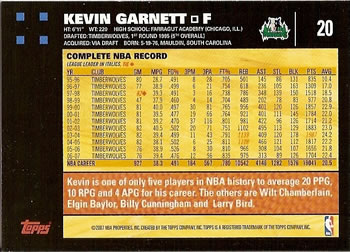 2007-08 Topps #20 Kevin Garnett Back