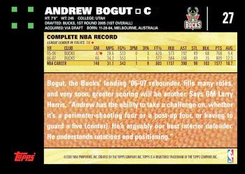 2007-08 Topps #27 Andrew Bogut Back