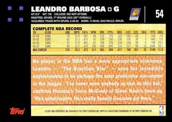 2007-08 Topps #54 Leandro Barbosa Back