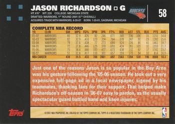 2007-08 Topps #58 Jason Richardson Back
