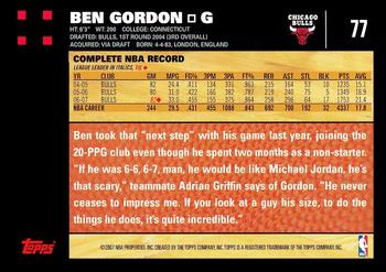 2007-08 Topps #77 Ben Gordon Back