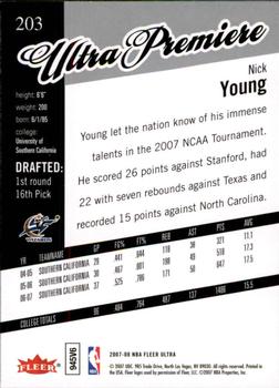 2007-08 Ultra #203 Nick Young Back