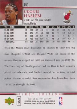 2007-08 Upper Deck First Edition #153 Udonis Haslem Back
