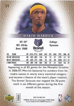 2007-08 SP Authentic #11 Hakim Warrick Back