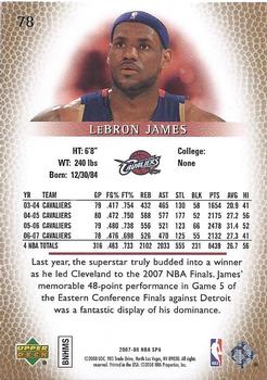 2007-08 SP Authentic #78 LeBron James Back