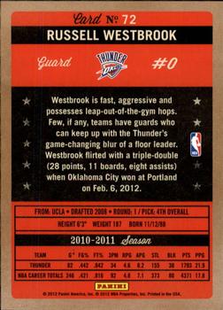 2011-12 Panini Past & Present #72 Russell Westbrook Back