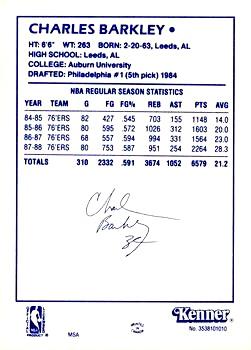 1988 Kenner Starting Lineup Cards #3538101010 Charles Barkley Back