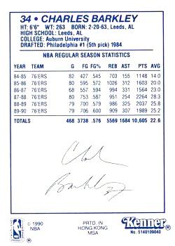 1990 Kenner Starting Lineup Cards #5140109040 Charles Barkley Back