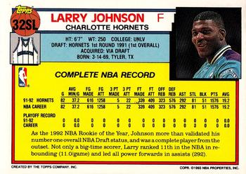 1993 Kenner/Topps Starting Lineup Cards #32SL Larry Johnson Back