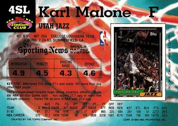 1993 Kenner/Topps Starting Lineup Cards #4SL Karl Malone Back