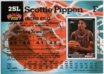 1993 Kenner/Topps Starting Lineup Cards #2SL Scottie Pippen Back
