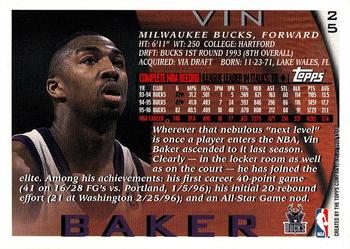 1997 Kenner/Topps/Upper Deck Starting Lineup Cards #25 Vin Baker Back