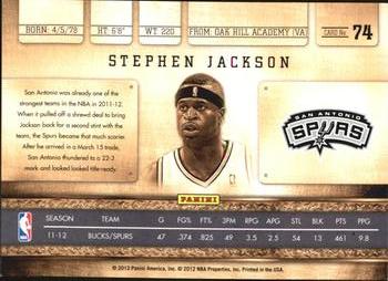 2011-12 Panini Gold Standard #74 Stephen Jackson Back