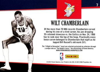 2011-12 Hoops - A Night to Remember #7 Wilt Chamberlain Back