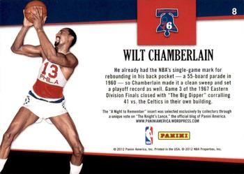 2011-12 Hoops - A Night to Remember #8 Wilt Chamberlain Back