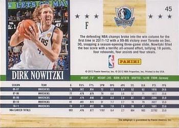 2011-12 Hoops - Autographs #45 Dirk Nowitzki Back