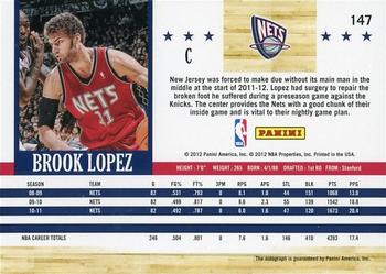 2011-12 Hoops - Autographs #147 Brook Lopez Back