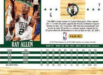 2011-12 Hoops - Glossy #7 Ray Allen Back