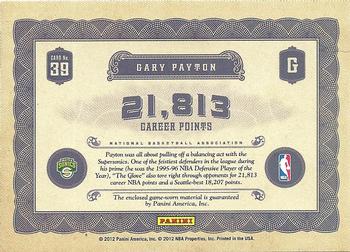 2011-12 Panini Gold Standard - 14K Memorabilia #39 Gary Payton Back