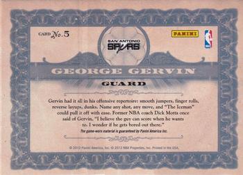 2011-12 Panini Gold Standard - Hall of Gold Materials #5 George Gervin Back