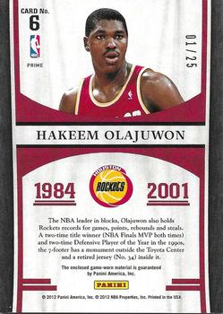 2011-12 Panini Limited - Retired Numbers Materials Prime #6 Hakeem Olajuwon Back