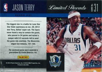 2011-12 Panini Limited - Limited Threads #31 Jason Terry Back