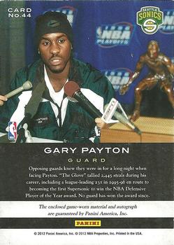 2011-12 Panini Limited - Trophy Case Materials Signatures #44 Gary Payton Back