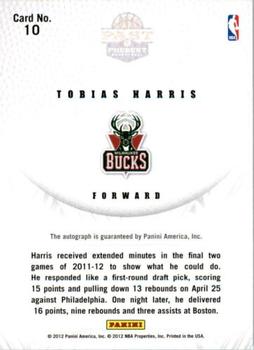 2011-12 Panini Past & Present - 2011 Draft Pick Redemptions Autographs #10 Tobias Harris Back