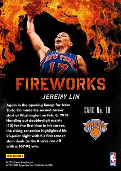 2011-12 Panini Past & Present - Fireworks #18 Jeremy Lin Back