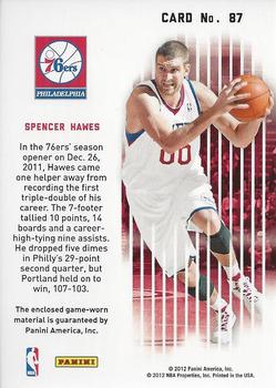2011-12 Panini Past & Present - Gamers Jerseys #87 Spencer Hawes Back