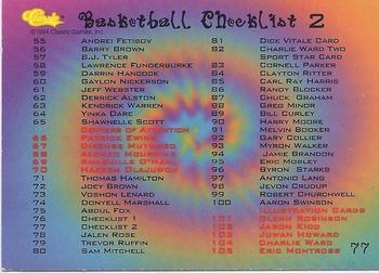 1994 Classic Draft - Printer's Proofs #77 Checklist 2: 55-105 Back