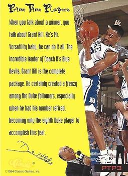 1994 Classic Draft - Vitale's PTPers #PTP3 Grant Hill Back