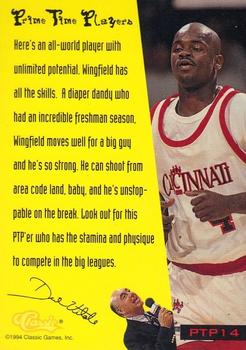 1994 Classic Draft - Vitale's PTPers #PTP14 Dontonio Wingfield Back